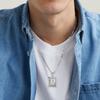 KissYan Initial Letter Pendant Necklace for Men Women, White Gold Plated Square Capital Monogram Necklace Alphabets from A-Z Figaro Chain Jewelry (White Gold B) view 2