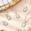 KissYan Initial Letter Pendant Necklace for Men Women, White Gold Plated Square Capital Monogram Necklace Alphabets from A-Z Figaro Chain Jewelry (White Gold B) view 4