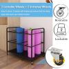 LXLF Black Metal Rolling Yoga Mats Storage Cart with Lockable Wheels, Foam Rollers Rack Pilates Pads Holder, Gym Exercise Mats Trolley (Size : 80x50x70 cm) view 4