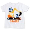 Excavator I Dig Being Theme Personalized Shirt, White, Construction Birthday Shirt (Youth M 10-12) view 1