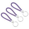 PATIKIL Braided Leather Keychain, 3 Pack PU Key Ring Woven Decoration Lanyard Strap for Bag Wallet, Purple view 1