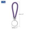 PATIKIL Braided Leather Keychain, 3 Pack PU Key Ring Woven Decoration Lanyard Strap for Bag Wallet, Purple view 2