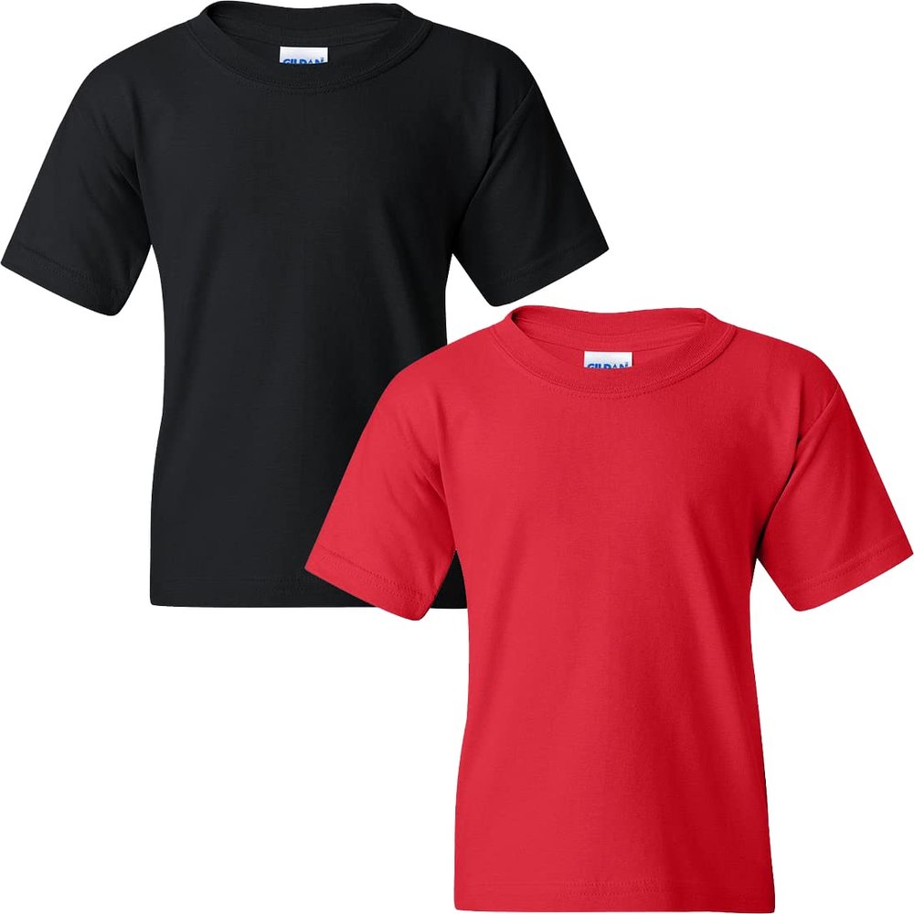 Gildan Youth Heavy Cotton T-Shirt, Style G5000B Black/Red