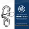 Necmetu Snap Shackle 316 Stainless Steel Swivel Shackle Sailing Halyard, Quick Release Snap Hook Boat Shackles Sailboat Hardware for Sailing Rigging Shackles (2-3/4 Inch - 2Pcs) view 3