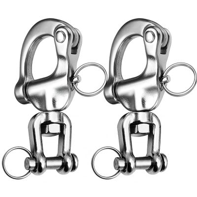 Necmetu Snap Shackle Sailing Halyard, 316 Stainless Steel Clevis Swivel Jaw Swivel Shackle, Quick Release Snap Hook for Sailing Rigging Shackles (3-1/2 Inch - 2Pcs)
