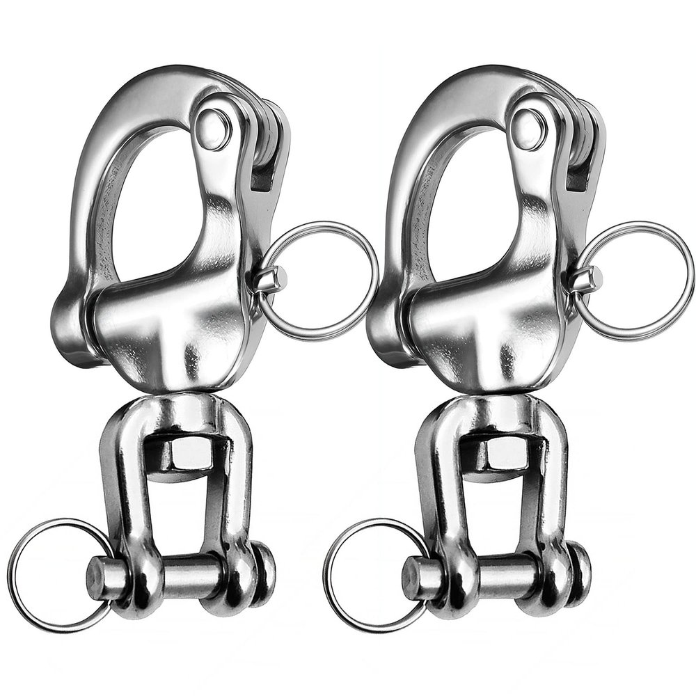 Necmetu Snap Shackle Sailing Halyard, 316 Stainless Steel Clevis Swivel Jaw Swivel Shackle, Quick Release Snap Hook for Sailing Rigging Shackles (3-1/2 Inch - 2Pcs)