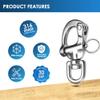 Necmetu Snap Shackle 316 Stainless Steel Swivel Shackle Sailing Halyard, Quick Release Snap Hook Boat Shackles Sailboat Hardware for Sailing Rigging Shackles (3-1/2 Inch - 2Pcs) view 2