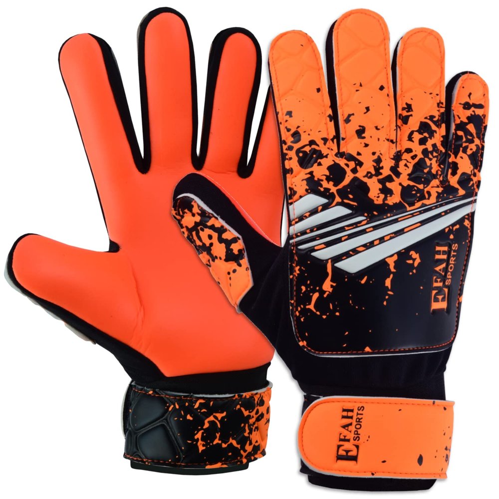 EFAH SPORTS Soccer Goalkeeper Gloves for Kids Boys Children Youth Football Goalie Gloves with Super Grip Protection Palms (Size 6 Suitable for 13 to 15 Years Old, Orange)
