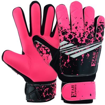 EFAH SPORTS Soccer Goalkeeper Gloves for Kids Boys Children Youth Football Goalie Gloves with Super Grip Protection Palms (Size 7 Suitable for Size S-M Adult, Pink)