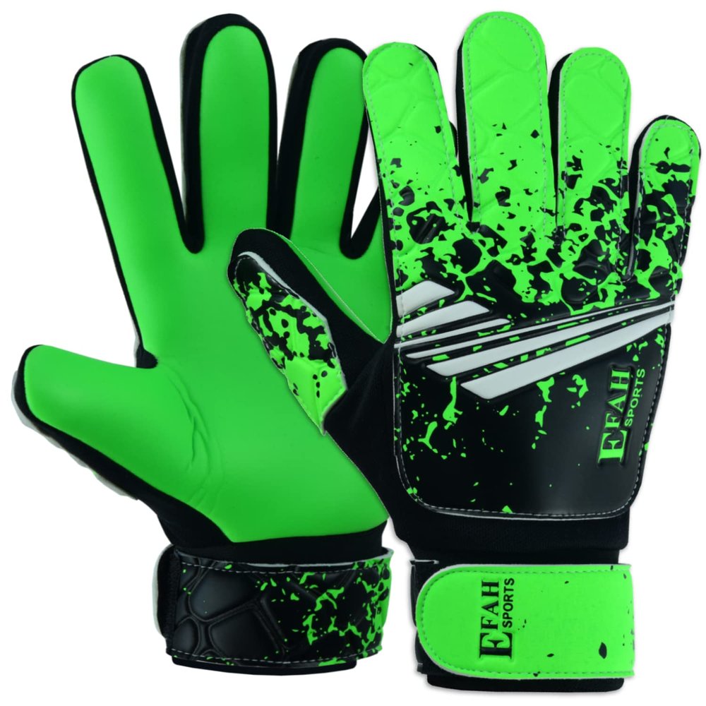 EFAH SPORTS Soccer Goalkeeper Gloves for Kids Boys Children Youth Football Goalie Gloves with Super Grip Protection Palms (Size 2 Suitable for 4 to 5 Year Old, Green)