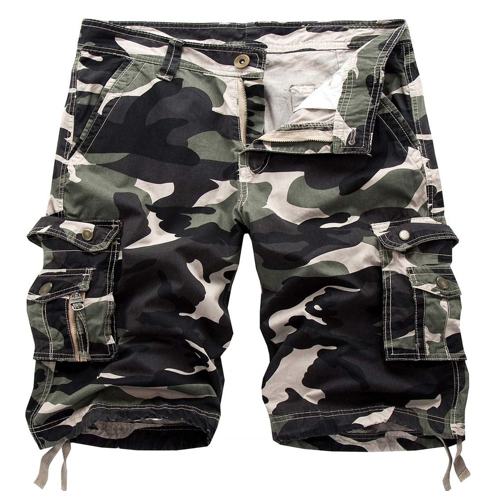 IDEALSANXUN Men's Casual Loose Fit Multi-Pockets Military Cargo Shorts (Camo Light Army, 44)