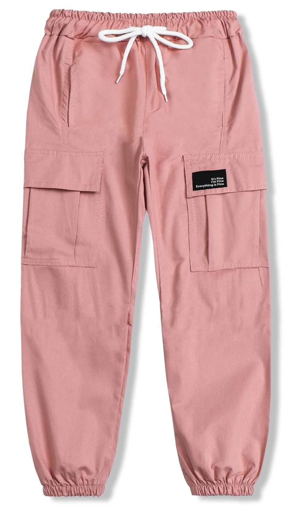 Cromoncent Girls Womens Cargo Pants Elastic Waist Lightweight Outdoor Jogger Pants Pink S