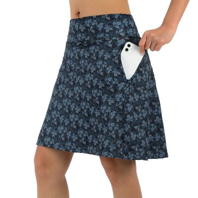 ANIVIVO Women's Skorts Skirts 20" Knee Length,Long Tennis Golf Sports Casual Skirts with High Waisted Zipper Pockets(Grey Leaf,M)