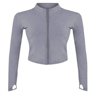 Lviefent Womens Lightweight Full Zip Running Track Jacket Workout Slim Fit Yoga Sportwear with Thumb Holes (Heather Grey, X-Large)