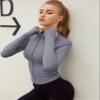 Lviefent Womens Lightweight Full Zip Running Track Jacket Workout Slim Fit Yoga Sportwear with Thumb Holes (Heather Grey, X-Large) view 3