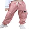 Cromoncent Girls Womens Cargo Pants Elastic Waist Lightweight Outdoor Jogger Pants Pink 13-14 Years view 2