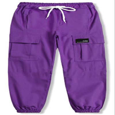 Cromoncent Girls Elastic Waist Lightweight Cargo Pants Outdoor Jogger Pants 1# Purple 6-7 Years
