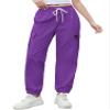 Cromoncent Girls Elastic Waist Lightweight Cargo Pants Outdoor Jogger Pants 1# Purple 6-7 Years view 3
