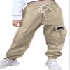 Cromoncent Girls Womens Cargo Pants Elastic Waist Lightweight Outdoor Jogger Pants Khaki 9-10 Years view 2