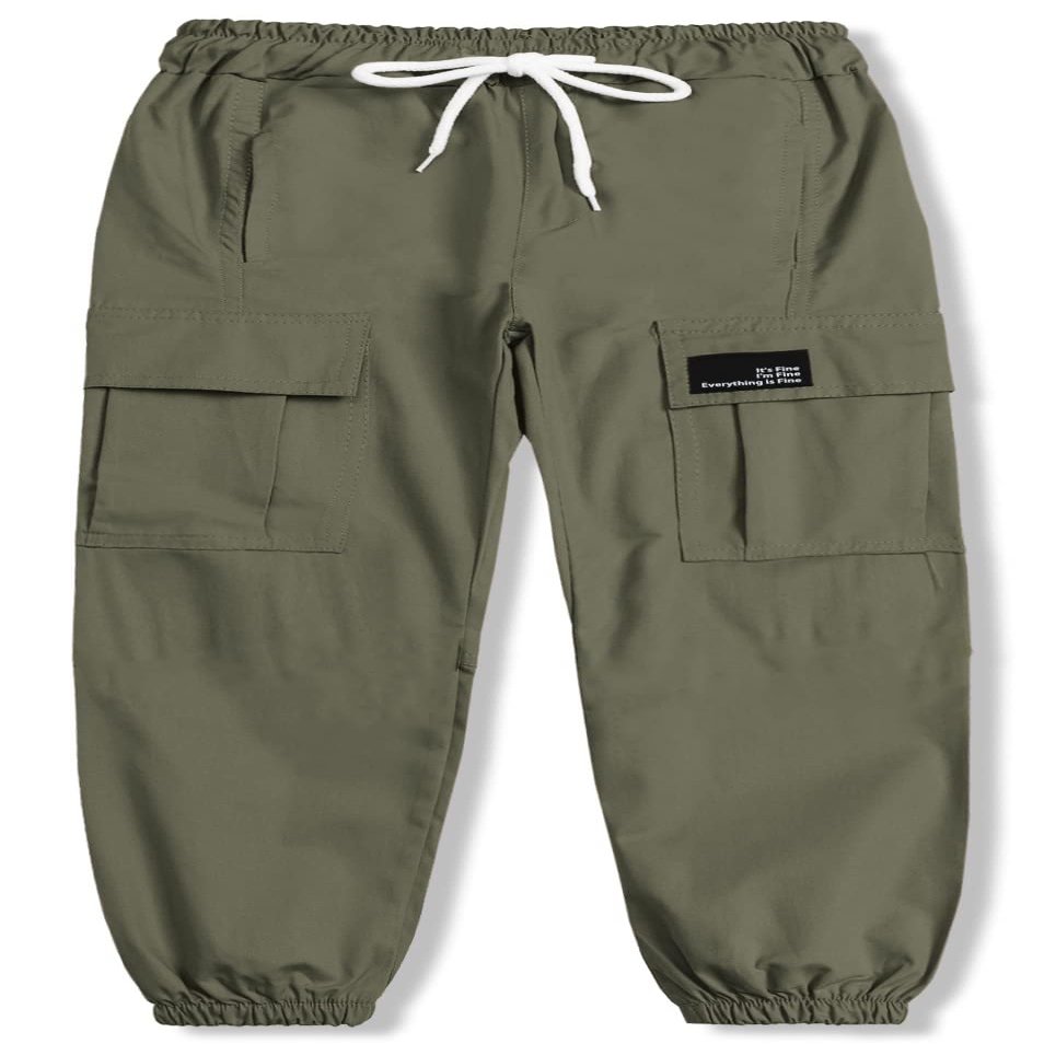 Cromoncent Girls Womens Cargo Pants Elastic Waist Lightweight Outdoor Jogger Pants Army Green 9-10 Years