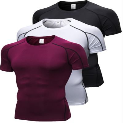 3 Pack Men's Compression Shirts Short Sleeve Workout T-Shirt Cool Dry Undershirts Baselayer Sport Cool Shirt Running Tops
