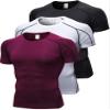 3 Pack Men's Compression Shirts Short Sleeve Workout T-Shirt Cool Dry Undershirts Baselayer Sport Cool Shirt Running Tops view 1