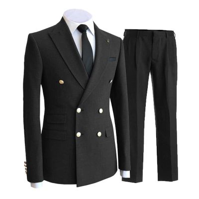 Swing Penguin Mens Slim Fit 2 Piece Wedding Suits for Boy Back to School Business Wedding Prom Set (Color : Black, Size : 46)