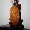 2.2" China Certified Nature Gold Silk Jade Lucky Dragon Hand Carved Necklace Pendants 2312 view 2