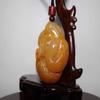 2.2" China Certified Nature Gold Silk Jade Fortune Duck and Lotus Root Hand Carved Necklace Pendants 2310 view 3