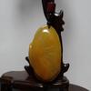 2.2" China Certified Nature Gold Silk Jade Fortune Duck and Lotus Root Hand Carved Necklace Pendants 2310 view 4