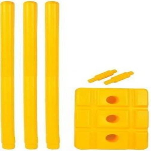 VS VISTASPORTS Cricket Stump Set | Cricket Wicket | 03 Plastic Stumps 02 Bails 01 Base | V-wicket-0039