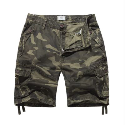 Cargo Shorts for Women Mid Waist Multi-Pocket Cotton Camo Bermuda Hiking Shorts Dailywear Army Green Camo US 18