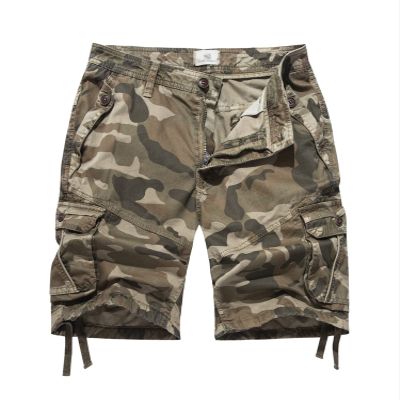 Cargo Shorts for Women Mid Waist Multi-Pocket Cotton Camo Bermuda Hiking Shorts Dailywear Khaki Camo US 14