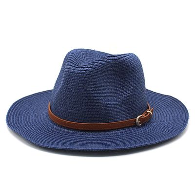 Feilx Straw Hat Short Brim Panama Fedora Beach Sun Hat for Vacation Gentlemen Roll Up Summer Hat (Color : D, Size : One Size)
