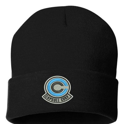 ALLNTRENDS Capsule Corp Embroidered Beanie Warm Hat Winter Cap Adult Graphic Anime Hat (Black)