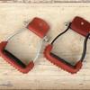 AJ Tack Aluminum Barrel Racing Stirrups Tanned Leather Tread view 4