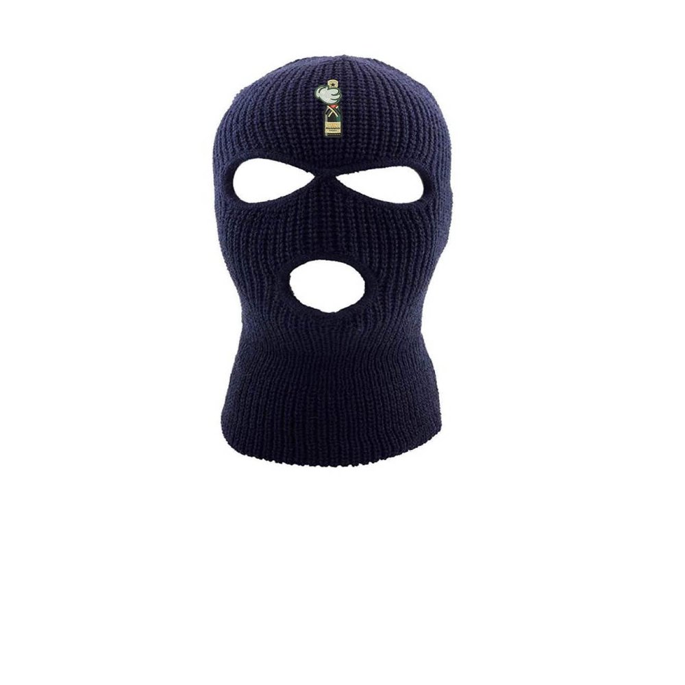 Champagne Ski Mask Bottle Embroidered Three Hole Mask Full Face Cover Knitted Balaclava Warm Hat Adult Graphic Hat (Navy Blue)