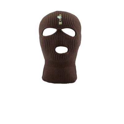 Champagne Ski Mask Bottle Embroidered Three Hole Mask Full Face Cover Knitted Balaclava Warm Hat Adult Graphic Hat (Brown)