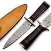 Nooraki DK-347 Handmade Damascus Steel Fixed Blade Dagger Knife with Leather Sheath, Multipurpose Knife with Coloured Bone and Rosewood Handle for Hunting, Hiking, Camping, Survival, 11 length view 1