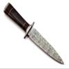 Nooraki DK-347 Handmade Damascus Steel Fixed Blade Dagger Knife with Leather Sheath, Multipurpose Knife with Coloured Bone and Rosewood Handle for Hunting, Hiking, Camping, Survival, 11 length view 3