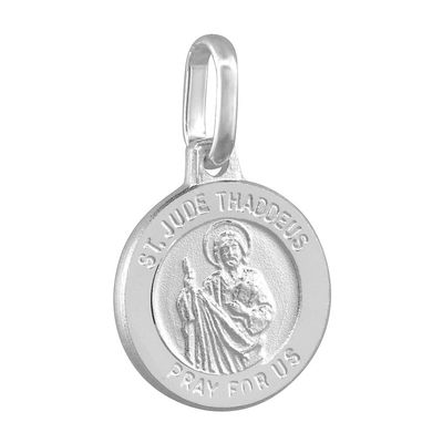 12mm Dainty Sterling Silver St Jude Medal Necklace 1/2 inch Round Nickel Free Italy 24 inch Chain BX_15