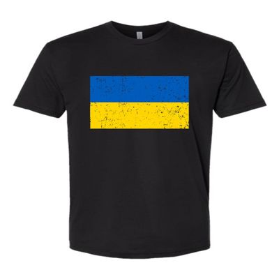 3X-Large Black Mens Ukraine Flag | Vintage Style, Ukrainian Pride Deluxe Soft T-Shirt