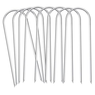 Heavy Duty Trampoline Stakes Anchors High Wind Stakes U- Shaped Sharp Ends Ground Anchor Galvanized Steel 11.8inch Safety Stakes for Soccer, Tents and Garden Decorations
