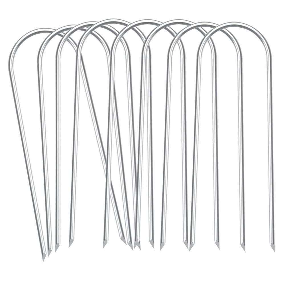 Heavy Duty Trampoline Stakes Anchors High Wind Stakes U- Shaped Sharp Ends Ground Anchor Galvanized Steel 11.8inch Safety Stakes for Soccer, Tents and Garden Decorations