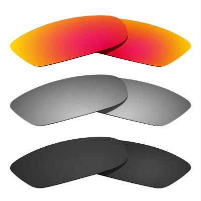 Littlebird4 Polarized Lenses Replacement for Oakley Fives (4+1) Squared 2008 Sunglasses - 3 Packs (Black+Titanium+Red)