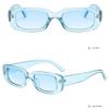 IKANOO Retro Rectangle Sunglasses for Women Men Small Square Frame Trendy Y2K 90s Black Sunglasses (Blue) view 2