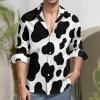 BAIKUTOUAN Cow Pattern Men's Button Down Shirt Long Sleeve Regular Fit Casual Tops Print view 2
