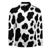 BAIKUTOUAN Cow Pattern Men's Button Down Shirt Long Sleeve Regular Fit Casual Tops Print view 3
