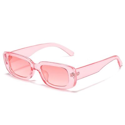 IKANOO Retro Rectangle Sunglasses for Women Men Small Square Frame Trendy Y2K 90s Black Sunglasses (Pink)