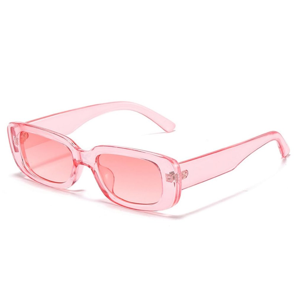 IKANOO Retro Rectangle Sunglasses for Women Men Small Square Frame Trendy Y2K 90s Black Sunglasses (Pink)